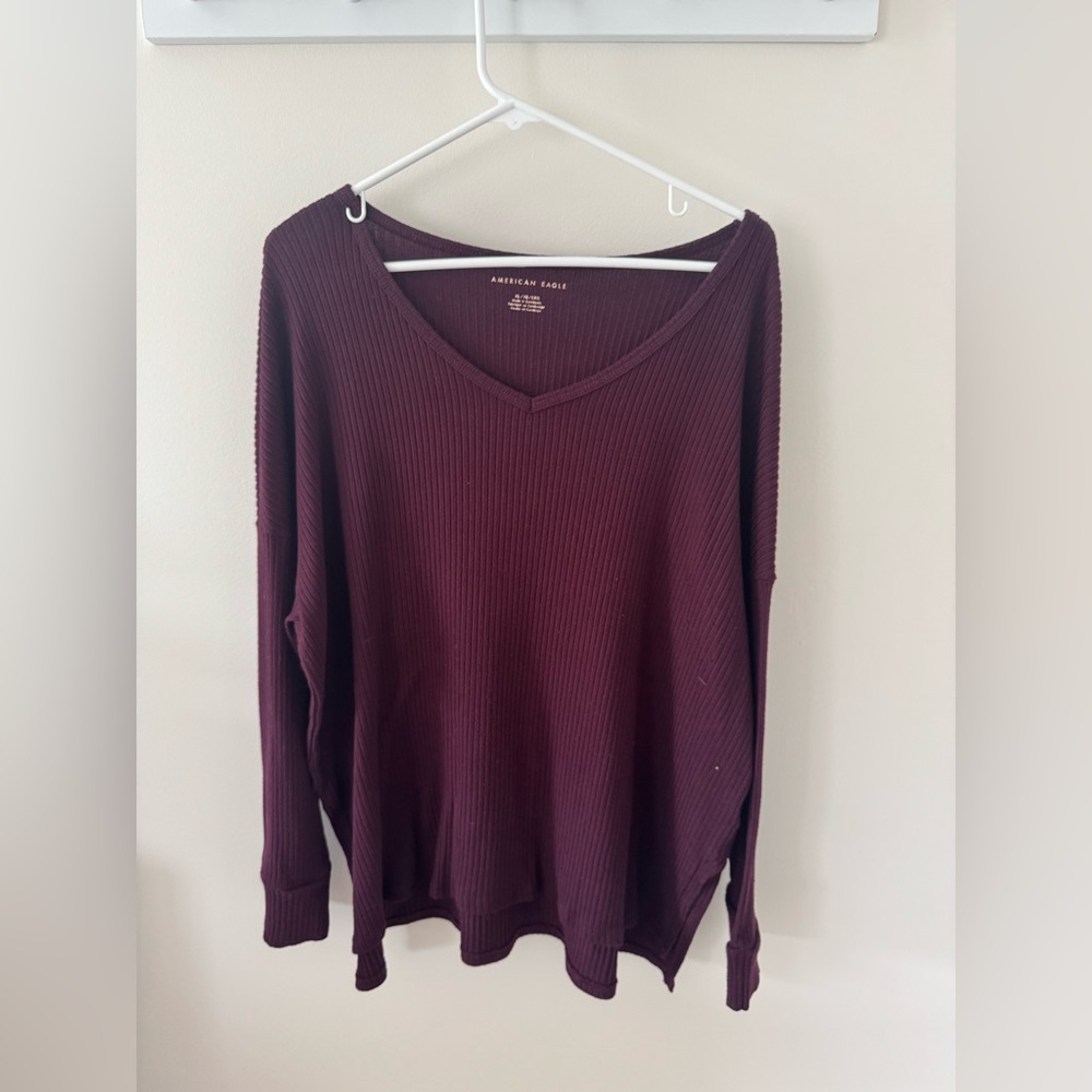 American Eagle Outfitters Maroon Ribbed Sweater